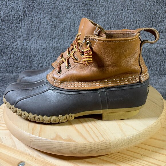 LL Bean Boots Women Sz 11 Leather Rubber Duck Waterproof Brown Made in Maine USA - Picture 1 of 9